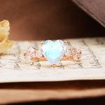 Unique and Dazzling 3-Prong Heart Cut Moonstone Engagement Ring - Additional view
