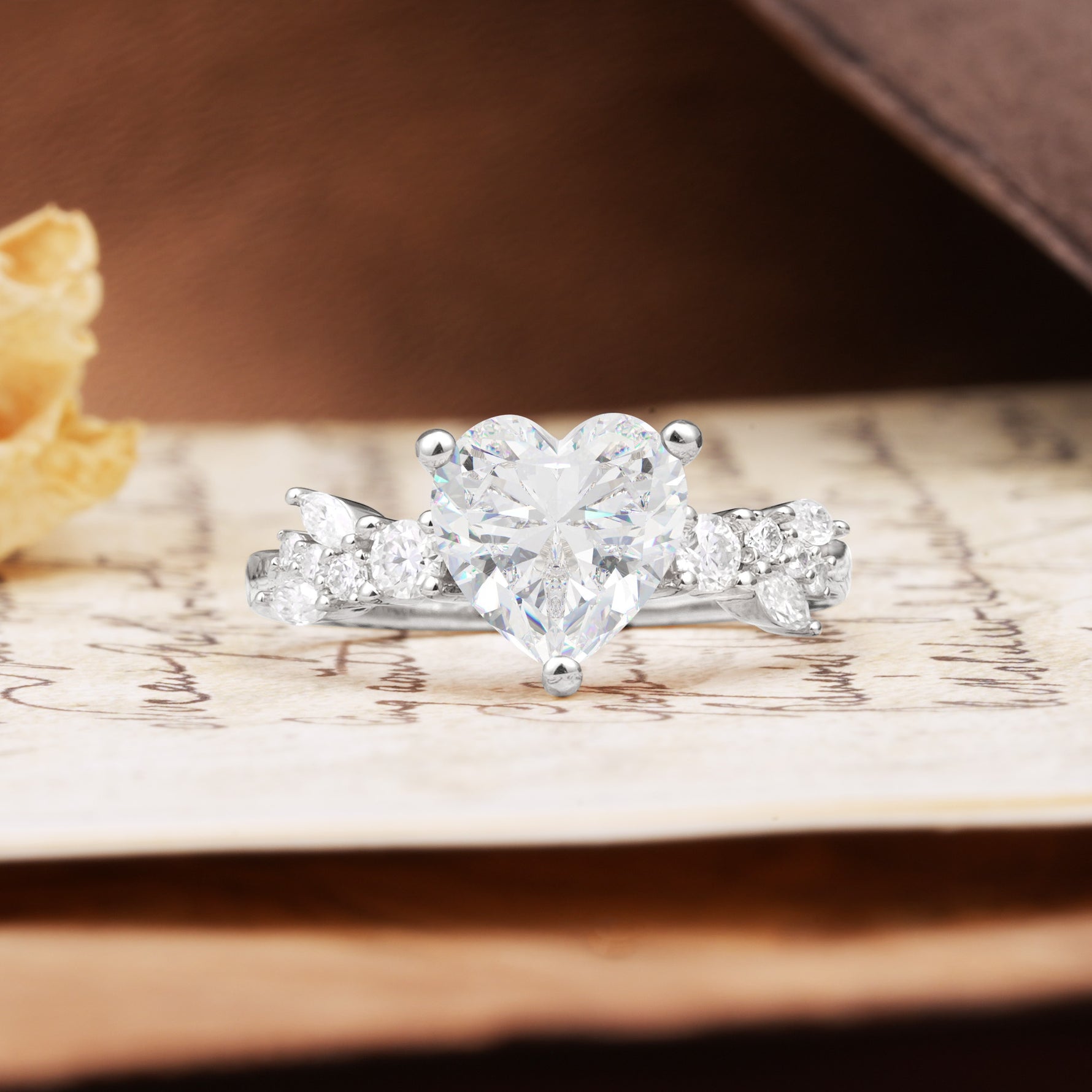 Classic Minimalist 3-Prong Heart Cut Moissanite Engagement Ring - Additional view