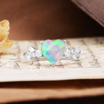 Unique and Dazzling 3-Prong Heart Cut Fire Opal Engagement Ring - Additional view