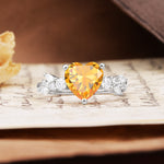 Classic Minimalist 3-Prong Heart Cut Citrine Engagement Ring - Additional view