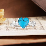 Unique and Dazzling 3-Prong Heart Cut Turquoise Engagement Ring - Additional view