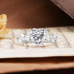 Unique and Dazzling 3-Prong Heart Cut Lab Diamond Engagement Ring - Additional view