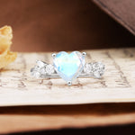 Unique and Dazzling 3-Prong Heart Cut Moonstone Engagement Ring - Additional view