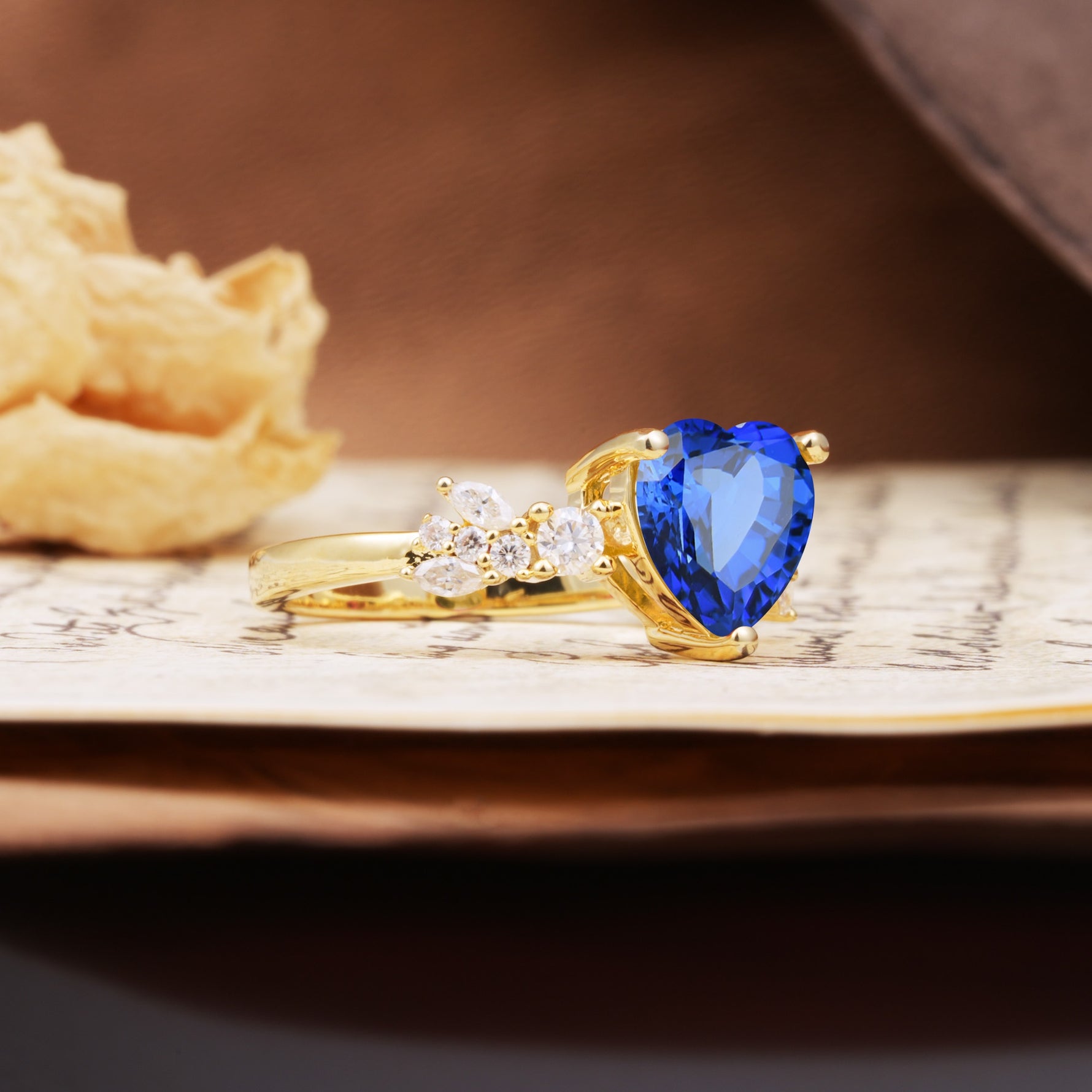 Classic Minimalist 3-Prong Heart Cut Sapphire Engagement Ring - Additional view
