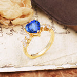 Classic Minimalist 3-Prong Heart Cut Sapphire Engagement Ring - Additional view