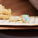 Unique and Dazzling 3-Prong Heart Cut Fire Opal Engagement Ring - Additional view