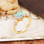 Unique and Dazzling 3-Prong Heart Cut Fire Opal Engagement Ring - Additional view