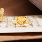 Classic Minimalist 3-Prong Heart Cut Citrine Engagement Ring - Additional view