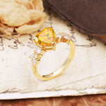 Classic Minimalist 3-Prong Heart Cut Citrine Engagement Ring - Additional view
