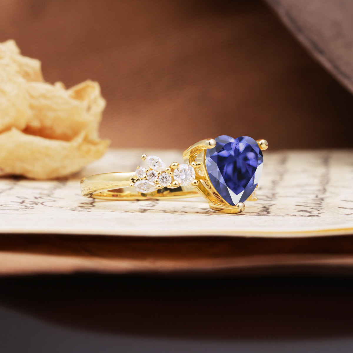 Unique and Dazzling 3-Prong Heart Cut Tanzanite Engagement Ring - Additional view