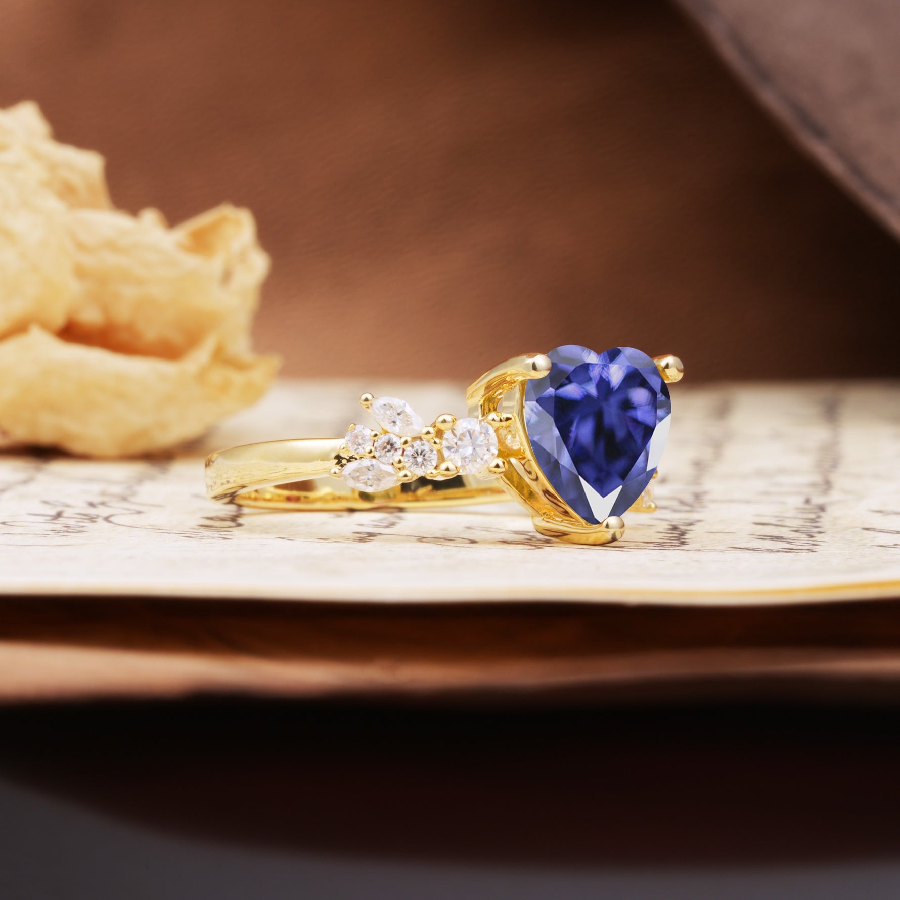 Unique and Dazzling 3-Prong Heart Cut Tanzanite Engagement Ring - Additional view