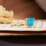 Unique and Dazzling 3-Prong Heart Cut Turquoise Engagement Ring - Additional view