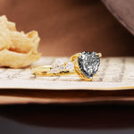 Unique and Dazzling 3-Prong Heart Cut Black Rutilated Quartz Engagement Ring - Additional view