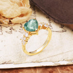 Classic Minimalist 3-Prong Heart Cut Moss Agate Engagement Ring - Additional view