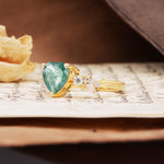 Classic Minimalist 3-Prong Heart Cut Moss Agate Engagement Ring - Additional view