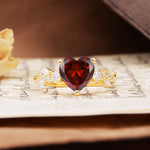 Unique and Dazzling 3-Prong Heart Cut Garnet Engagement Ring - Additional view