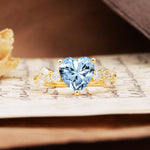 Classic Minimalist 3-Prong Heart Cut Aquamarine Engagement Ring - Additional view