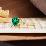 Unique and Dazzling 3-Prong Heart Cut Emerald Engagement Ring - Additional view