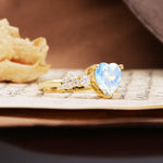Unique and Dazzling 3-Prong Heart Cut Moonstone Engagement Ring - Additional view