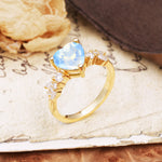 Unique and Dazzling 3-Prong Heart Cut Moonstone Engagement Ring - Additional view