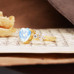 Unique and Dazzling 3-Prong Heart Cut Moonstone Engagement Ring - Additional view