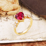 Classic Minimalist 3-Prong Heart Cut Ruby Engagement Ring - Additional view