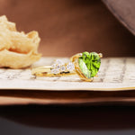 Unique and Dazzling 3-Prong Heart Cut Peridot Engagement Ring - Additional view