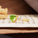 Unique and Dazzling 3-Prong Heart Cut Peridot Engagement Ring - Additional view