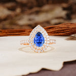 Retro-Luxe 5-Prong Pear Cut Sapphire Engagement Ring - Additional view