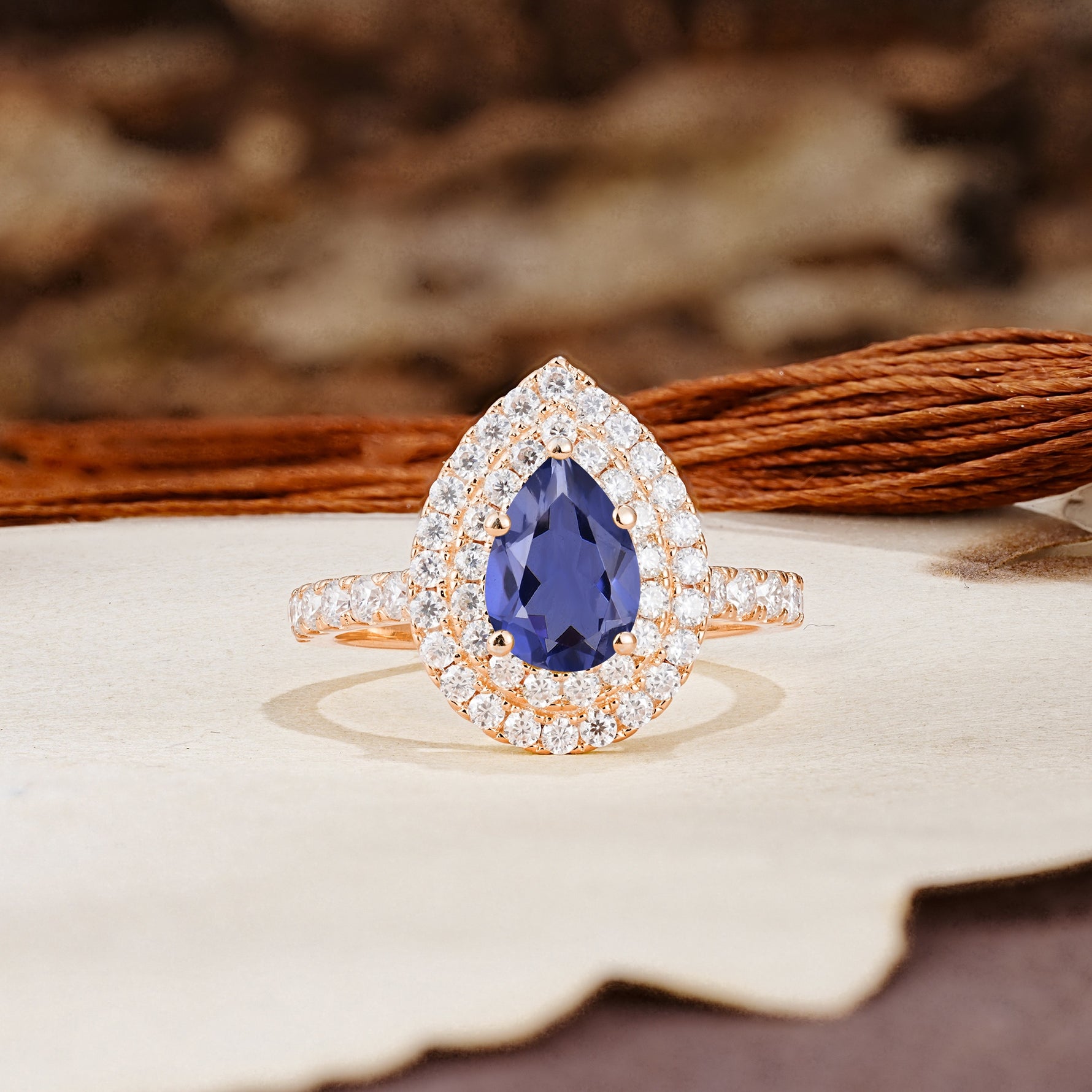 Retro-Luxe 5-Prong Pear Cut Tanzanite Engagement Ring - Additional view