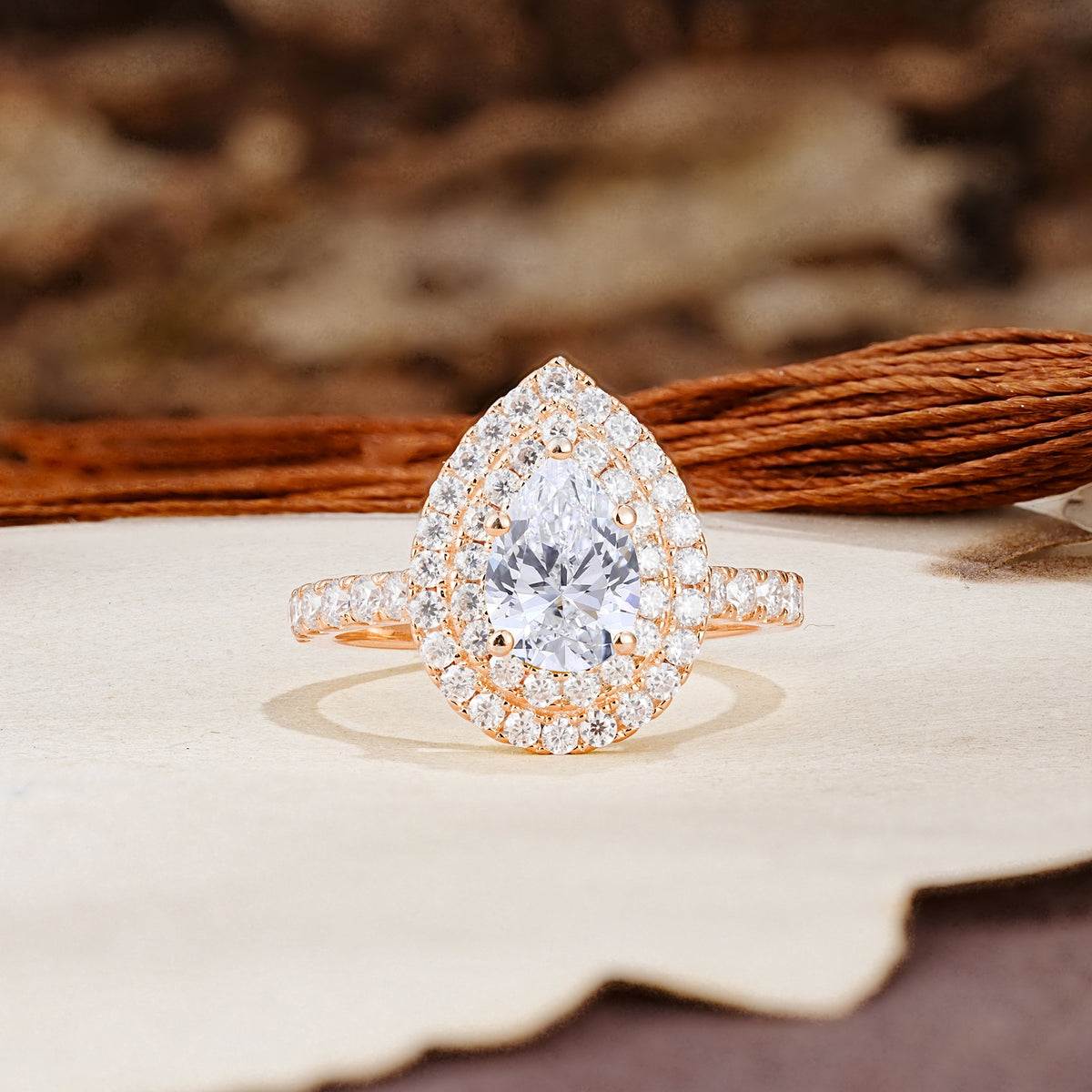 Retro-Luxe 5-Prong Pear Cut Lab Diamond Engagement Ring - Additional view