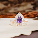 Retro-Luxe 5-Prong Pear Cut Amethyst Engagement Ring - Additional view