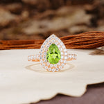 Retro-Luxe 5-Prong Pear Cut Peridot Engagement Ring - Additional view