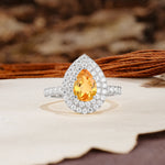 Retro-Luxe 5-Prong Pear Cut Citrine Engagement Ring - Additional view