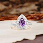 Retro-Luxe 5-Prong Pear Cut Amethyst Engagement Ring - Additional view