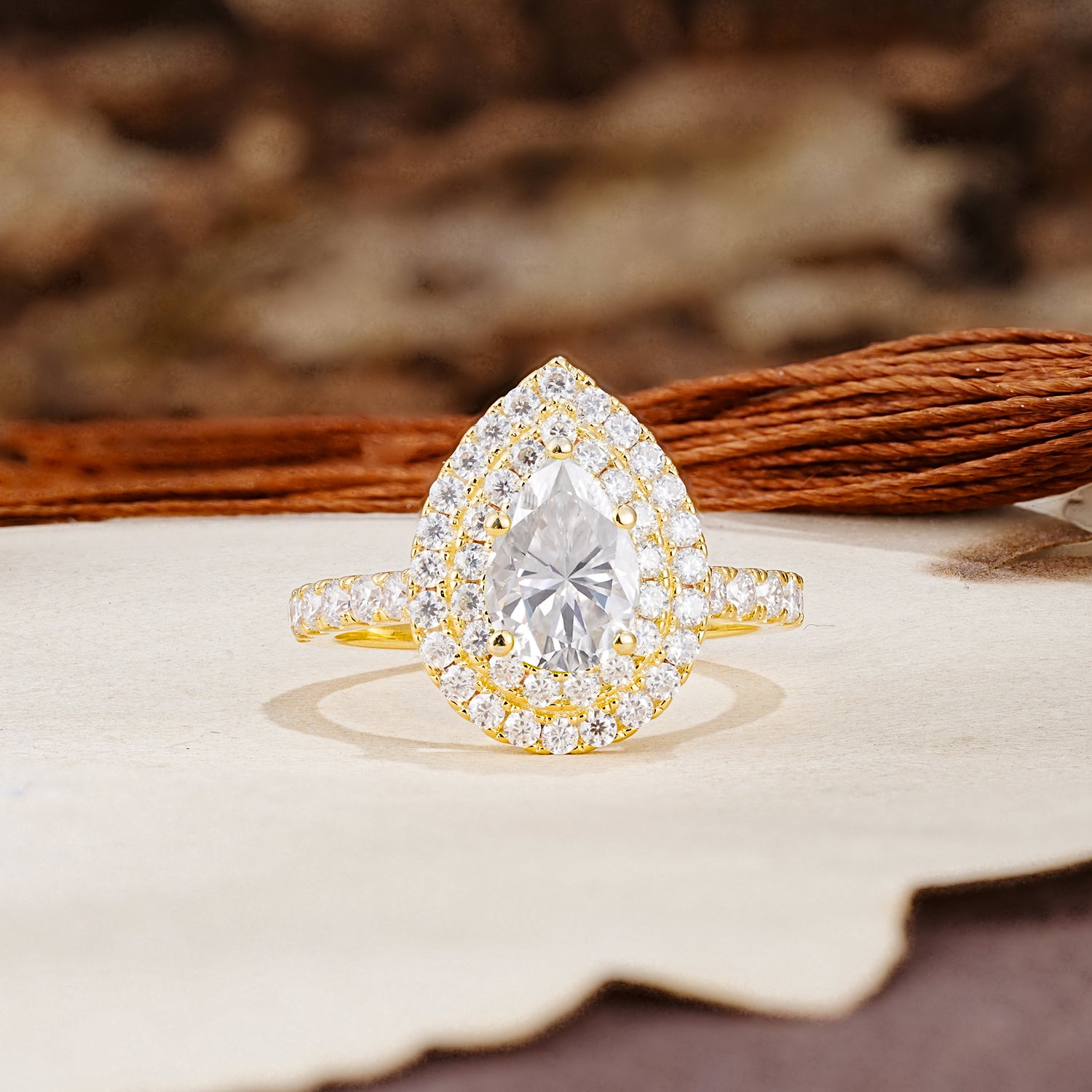 Retro-Luxe 5-Prong Pear Cut Moissanite Engagement Ring