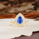 Retro-Luxe 5-Prong Pear Cut Sapphire Engagement Ring - Additional view