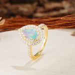Retro-Luxe 5-Prong Pear Cut Fire Opal Engagement Ring - Additional view