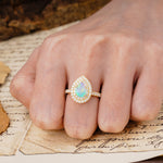 Retro-Luxe 5-Prong Pear Cut Fire Opal Engagement Ring - Additional view