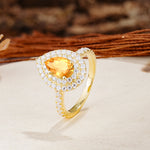 Retro-Luxe 5-Prong Pear Cut Citrine Engagement Ring - Additional view