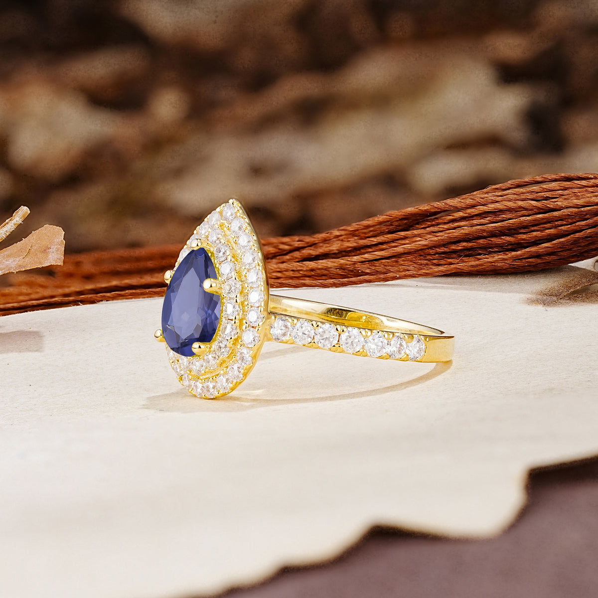 Retro-Luxe 5-Prong Pear Cut Tanzanite Engagement Ring - Additional view