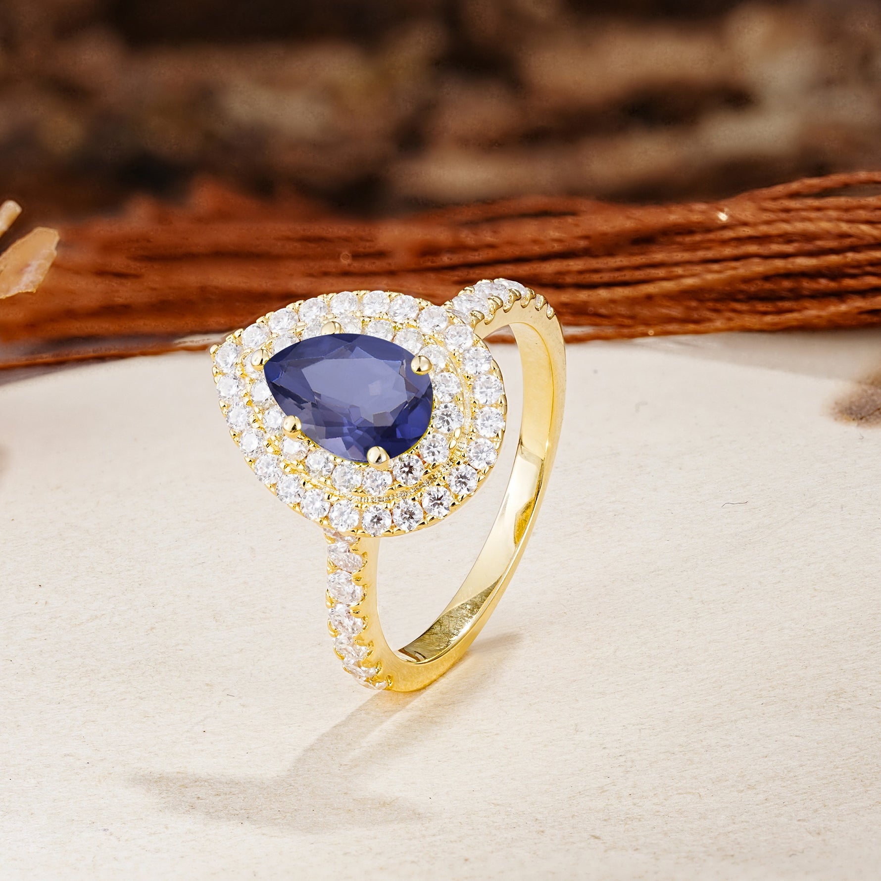 Retro-Luxe 5-Prong Pear Cut Tanzanite Engagement Ring - Additional view