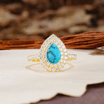Retro-Luxe 5-Prong Pear Cut Turquoise Engagement Ring - Additional view
