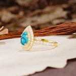 Retro-Luxe 5-Prong Pear Cut Turquoise Engagement Ring - Additional view