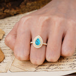 Retro-Luxe 5-Prong Pear Cut Turquoise Engagement Ring - Additional view