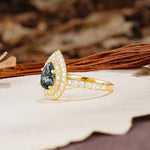 Retro-Luxe 5-Prong Pear Cut Black Rutilated Quartz Engagement Ring - Additional view