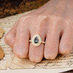 Retro-Luxe 5-Prong Pear Cut Black Rutilated Quartz Engagement Ring - Additional view