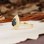 Retro-Luxe 5-Prong Pear Cut Black Onyx Engagement Ring - Additional view