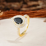 Retro-Luxe 5-Prong Pear Cut Black Onyx Engagement Ring - Additional view