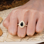Retro-Luxe 5-Prong Pear Cut Black Onyx Engagement Ring - Additional view